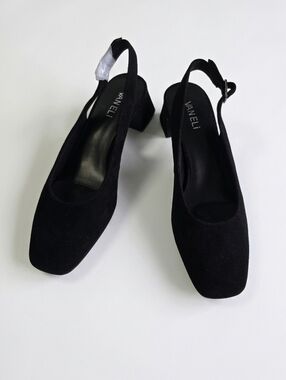 NWOB Vaneli Black Suede Slingback Block Heel Pumps